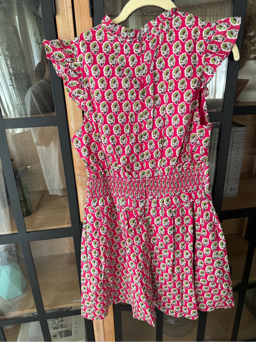 NWT Avara block print mini dress ruffle flutter sleeve floral pockets makayla - Picture 8 of 8